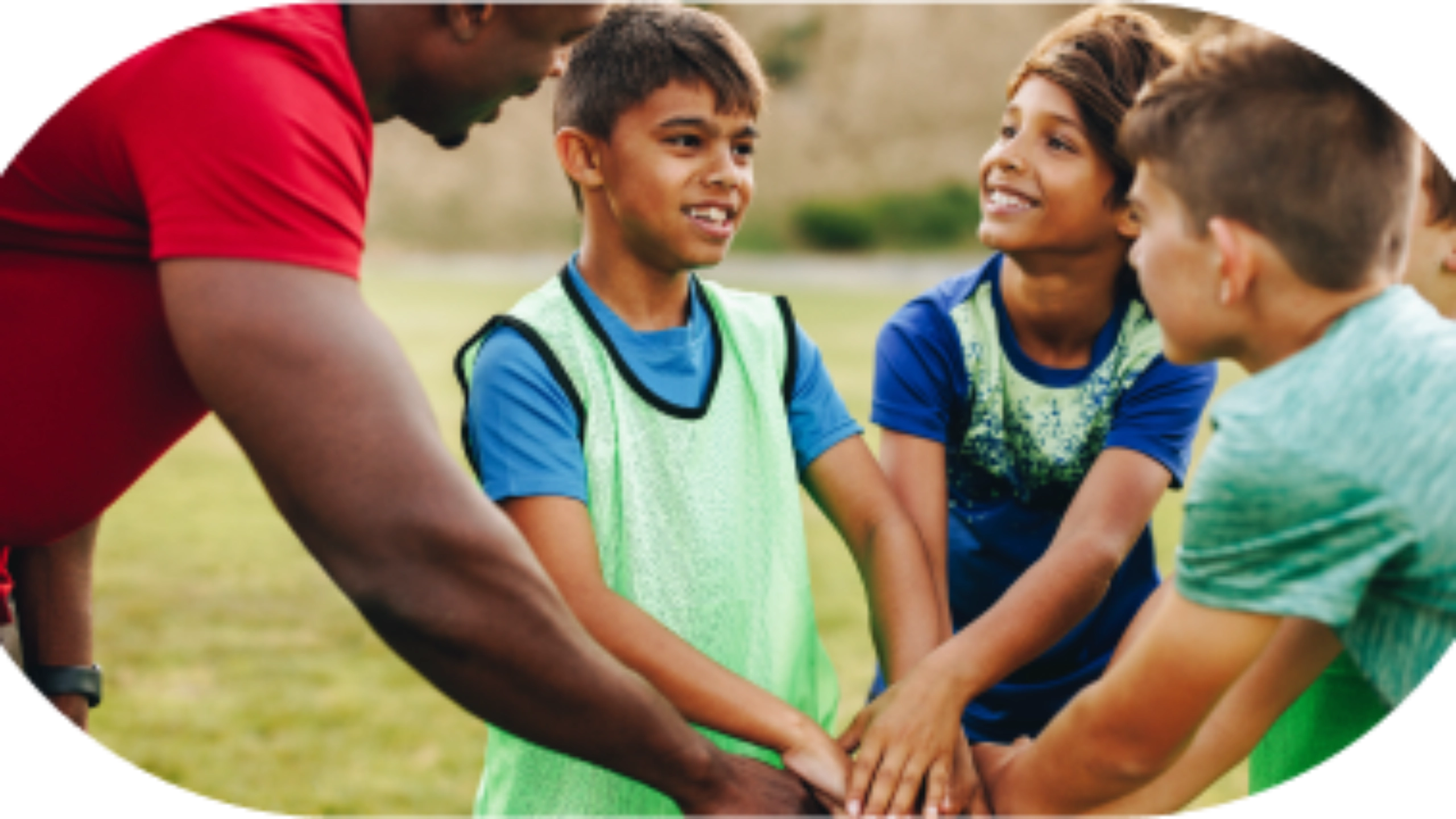 Children playing games as a team
