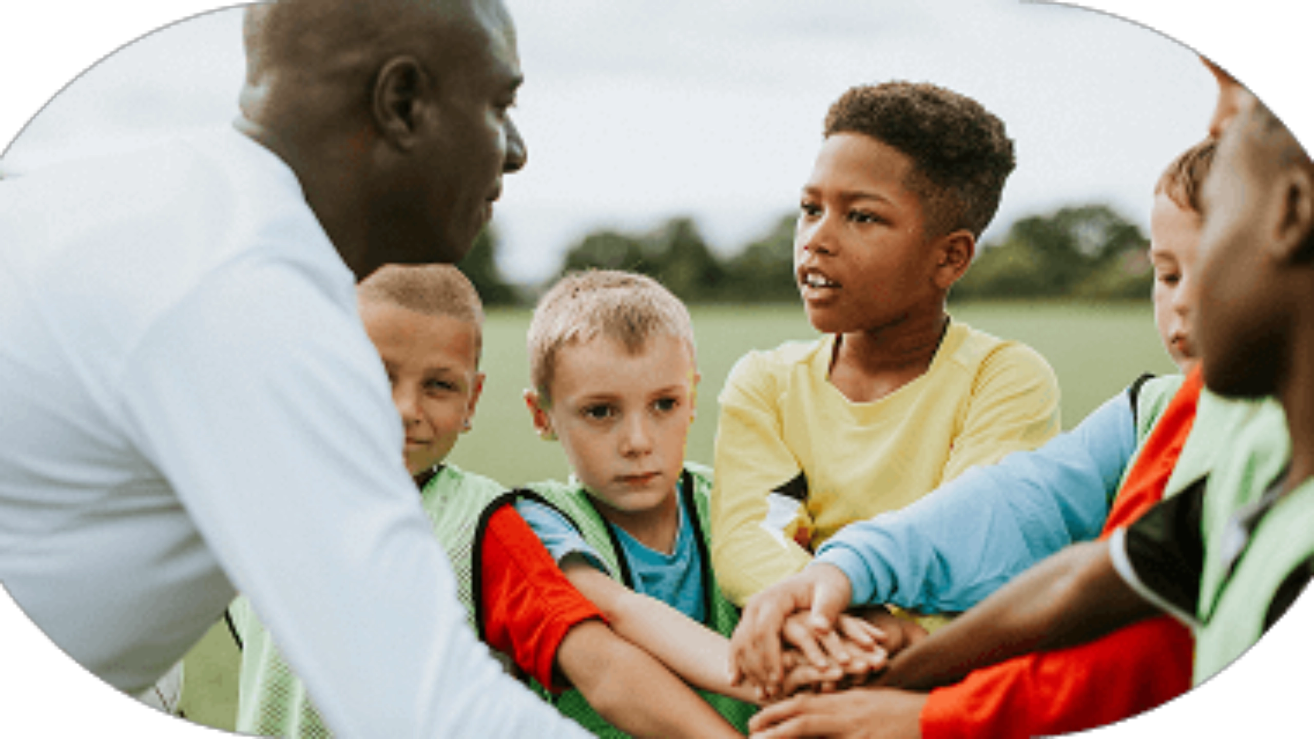 Children playing games as a team